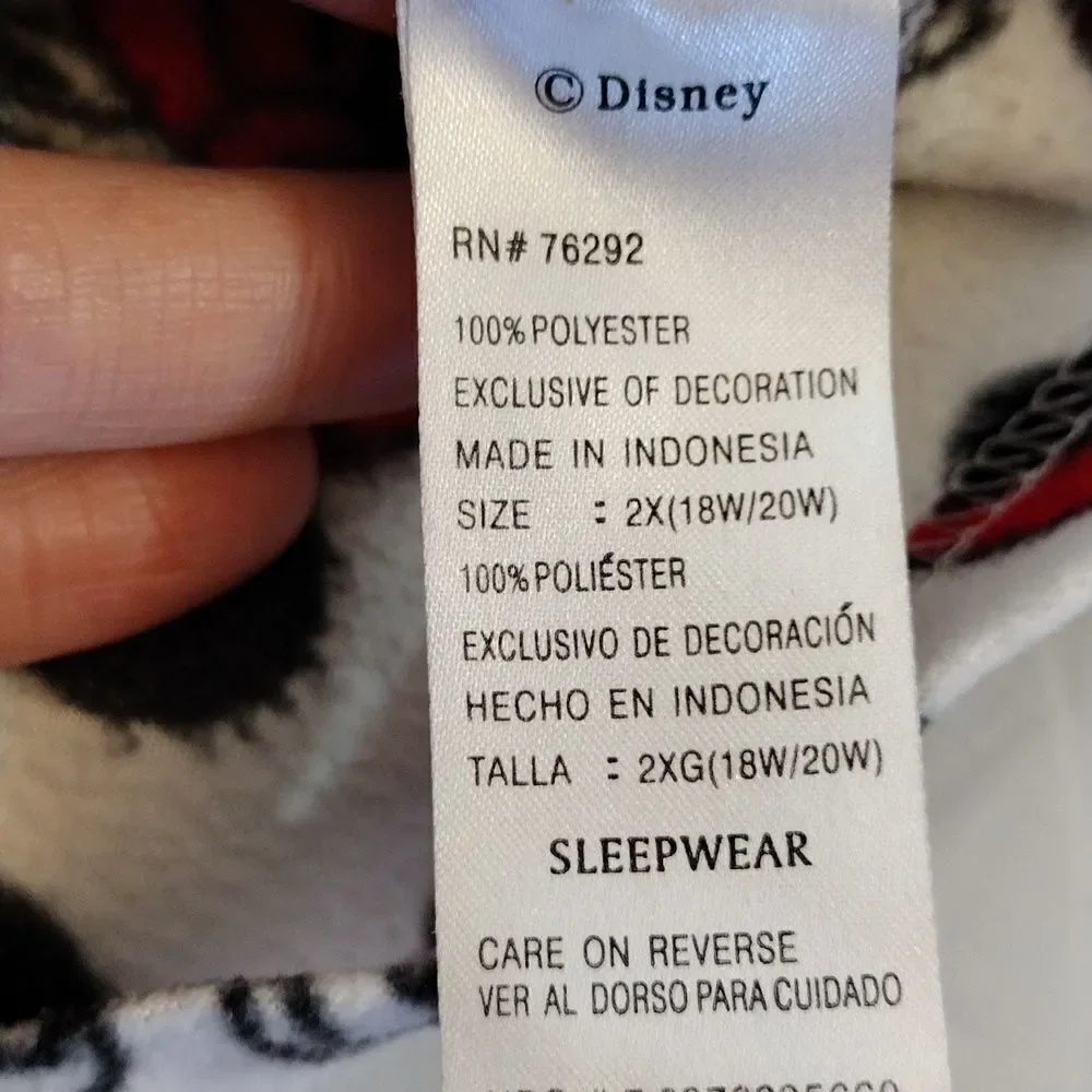 Disney Y2K Minnie Mouse Polka Dots Fleece Long Sleeve PJ Pant‎ Set Plus 2X - Picture 13 of 16